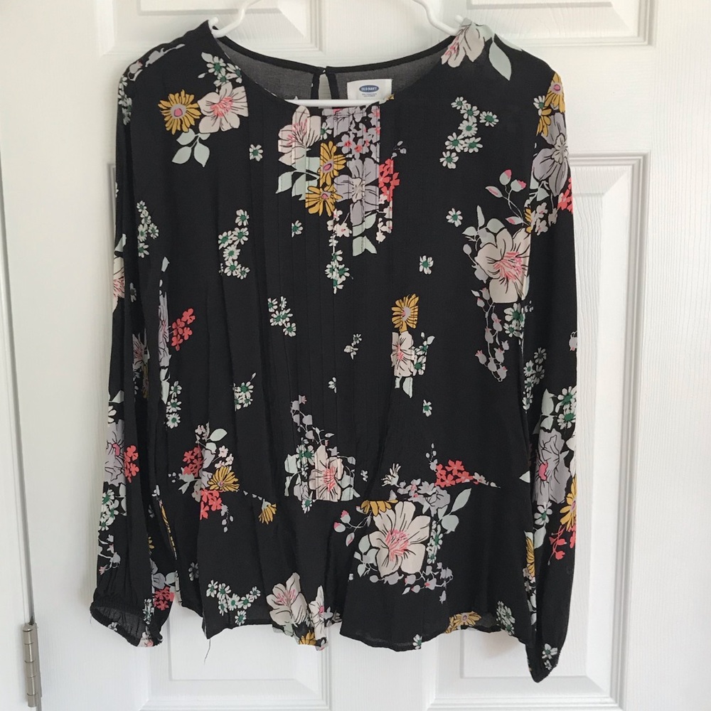 Black and floral blouse